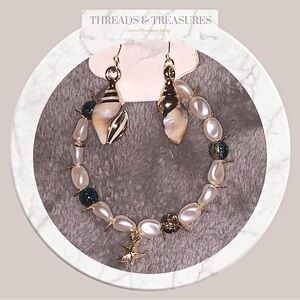 Sea Shell Earrings And Sea Bracelet
